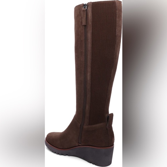 NWOB Effect Knee High Wedge Leather Boot Size 7 Java Color - Picture 11 of 11